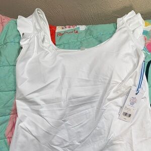 Southern Tide Classic White Ruffle Tank